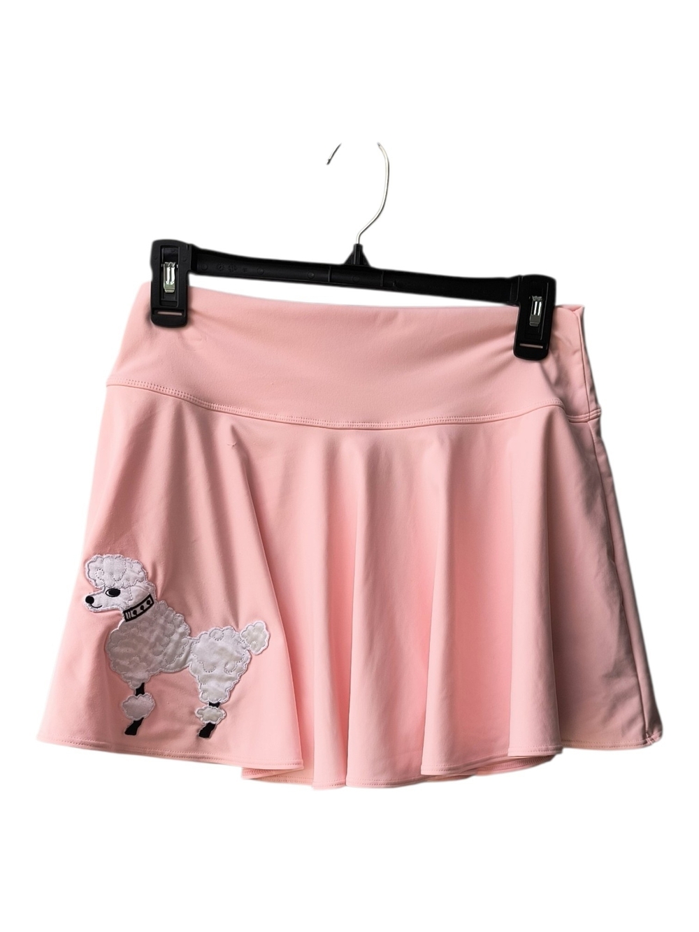 Light Pink Flared Whimsical Tennis Pickleball Skort with Poodle Appliqué M